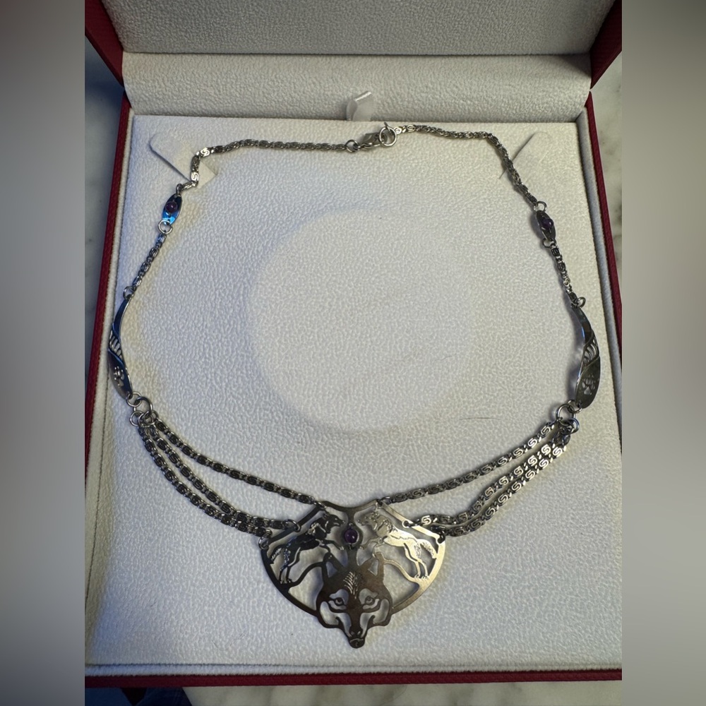 Wild Bryde Wolf Necklace with Amethysts